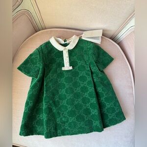 Gucci Green Kids Button Down Shirt with White Accents